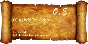Olajkár Edit névjegykártya